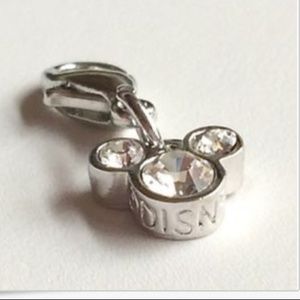 Disney Austrian Crystal Mickey Mouse Ears Charm Vintage Disneyana Signed Silver